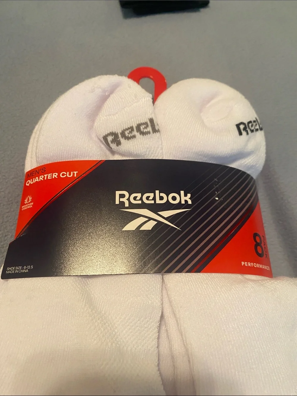 Reebok Men's White Athletic Quarter Socks - 8 Pack